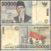 INDONESIA 1999 . FIFTY THOUSAND 50,000 RUPIAH BANKNOTE . ERROR . MISPLACED SERIAL